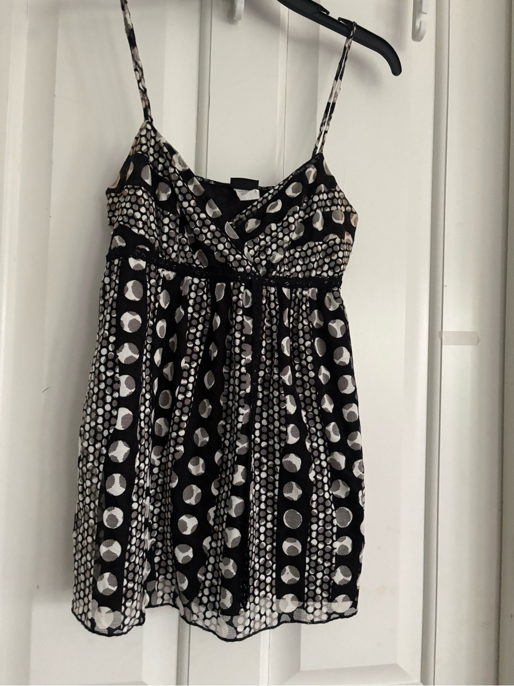 Black and White Polka Dot blouse tank top- Women size small
